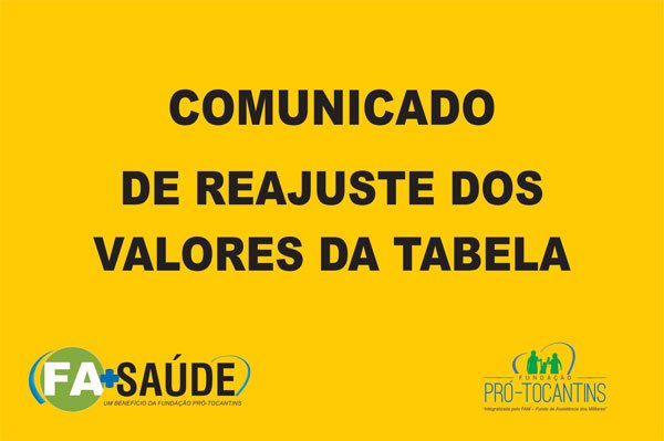 COMUNICADO – REAJUSTE FA-SAÚDE