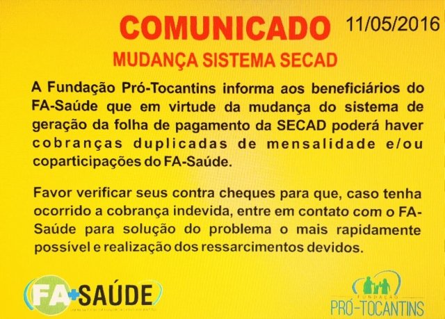 COMUNICADO – MUDANÇA NO SISTEMA SECAD